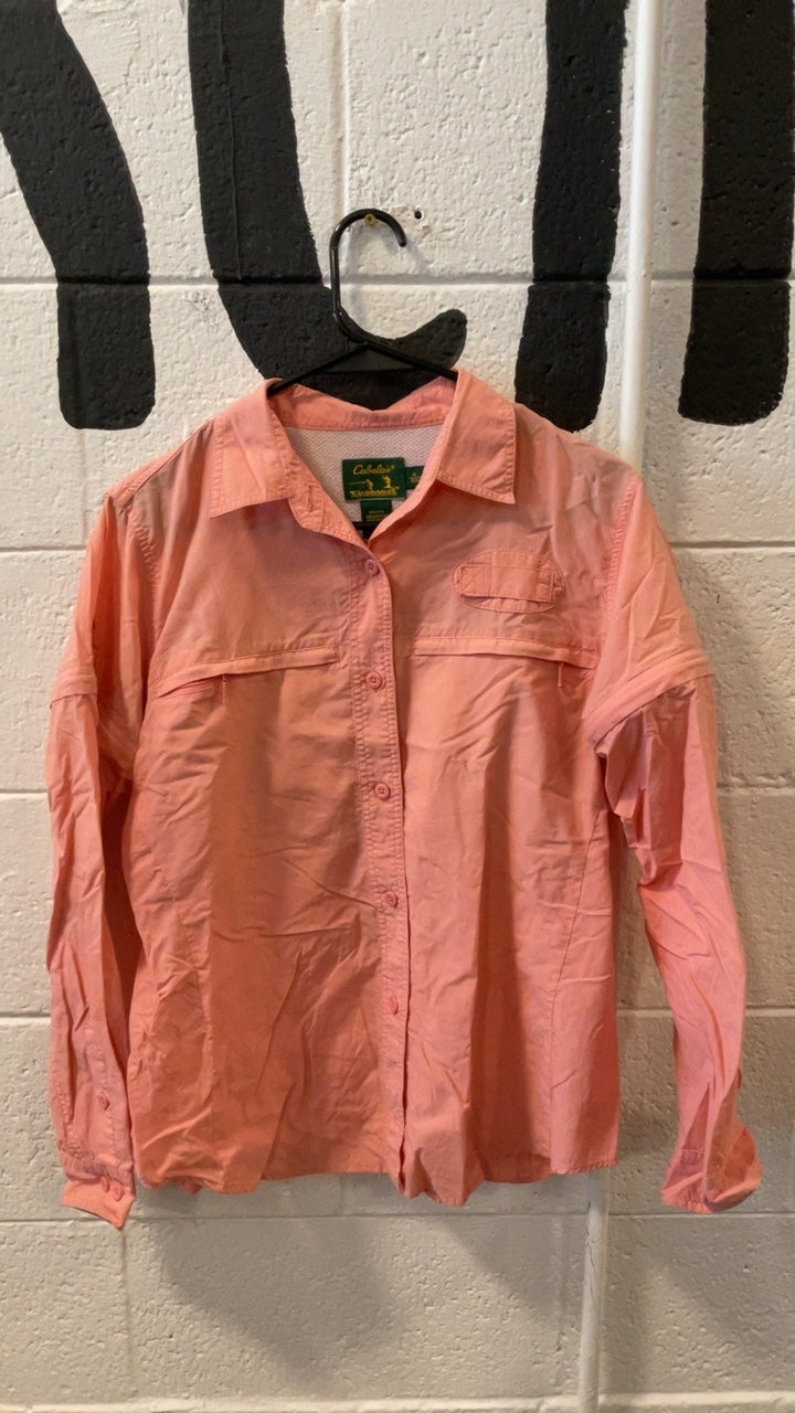 Cabelas Fishing Shirt W/M Pink Dry fit Longsleeve