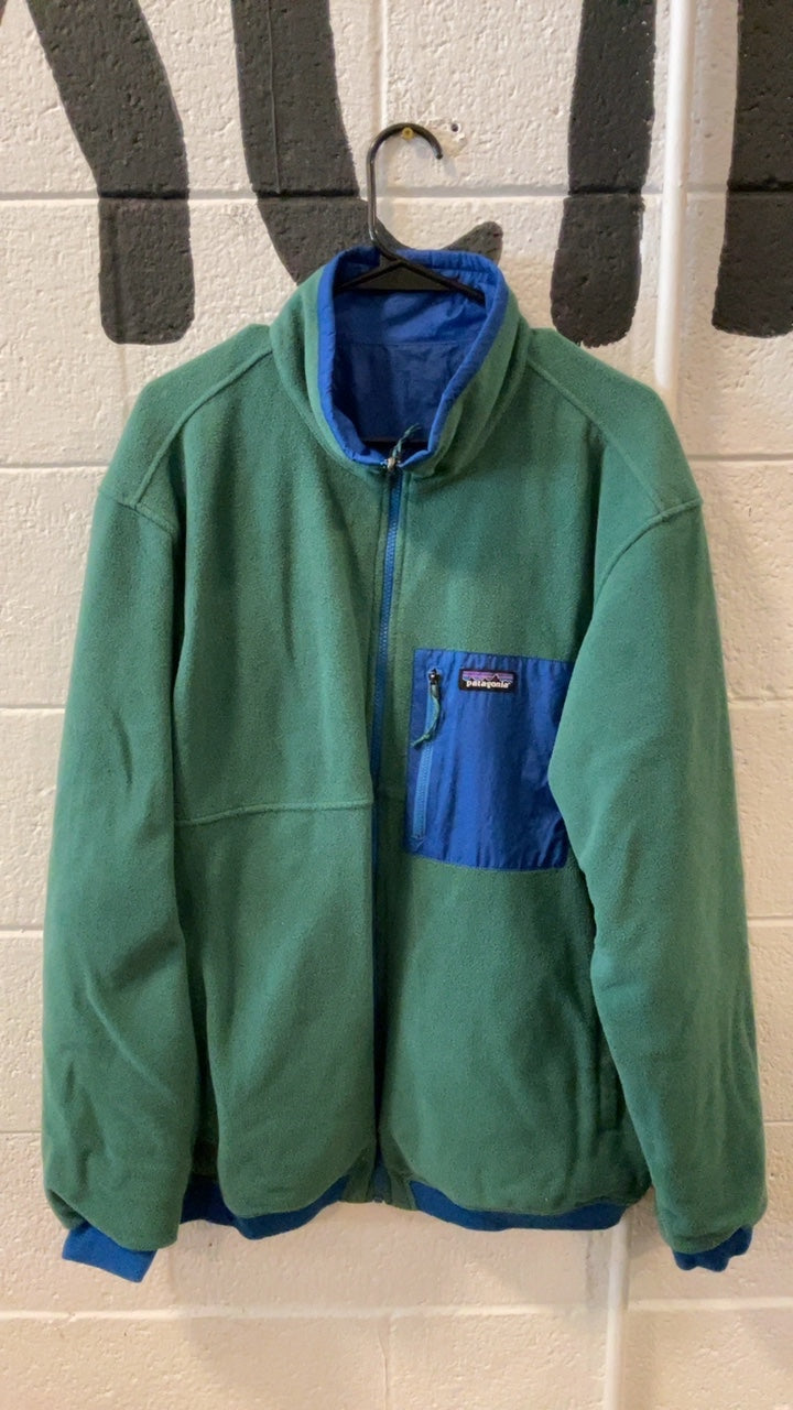 Patagonia Fleece Jacket (Full-Zip) (No Hood) XL Green/Blue Reversable
