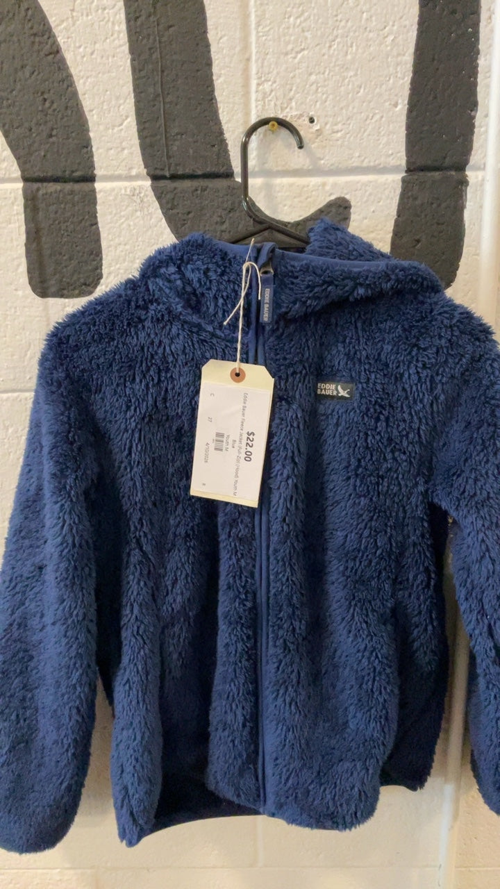 Eddie Bauer Fleece Jacket (Full-Zip) (Hood) Youth M Blue