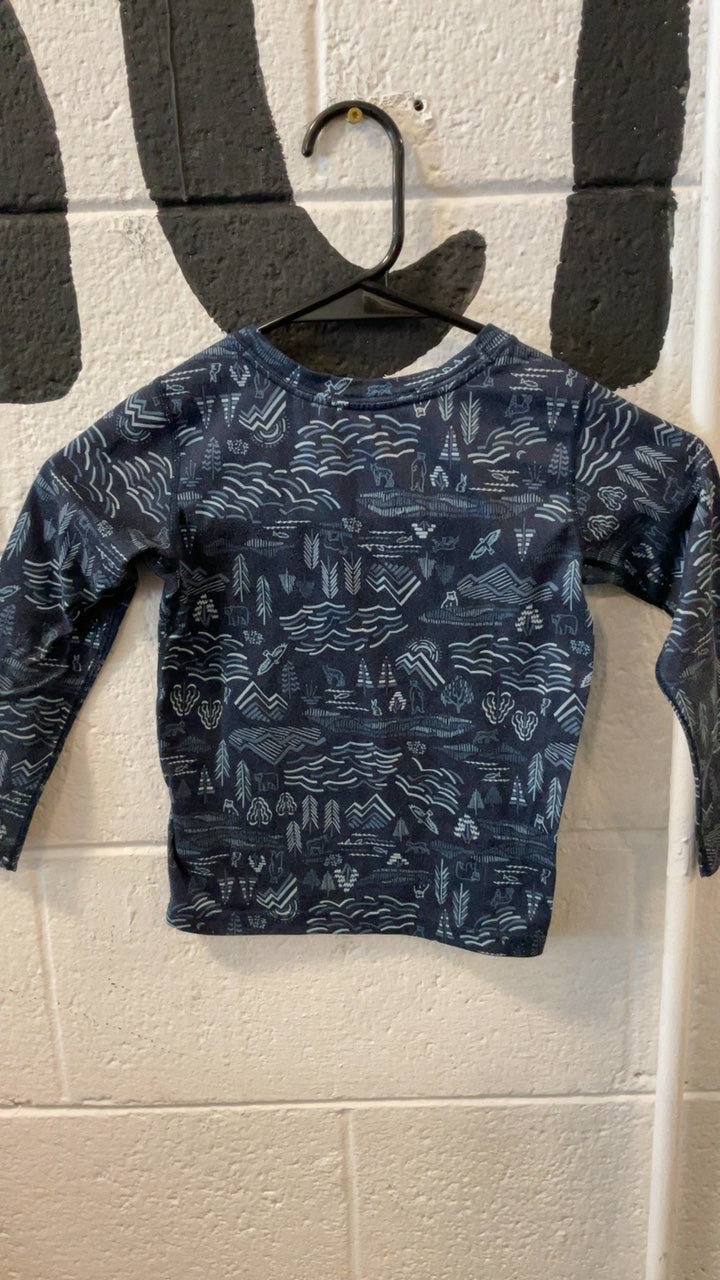 Patagonia Base Layer (Top) Youth 3T Blue Patterned Capilene