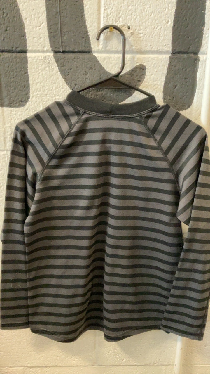 Patagonia Base Layer (Top) Youth L Black/Grey Striped Capilene 3 Midweight