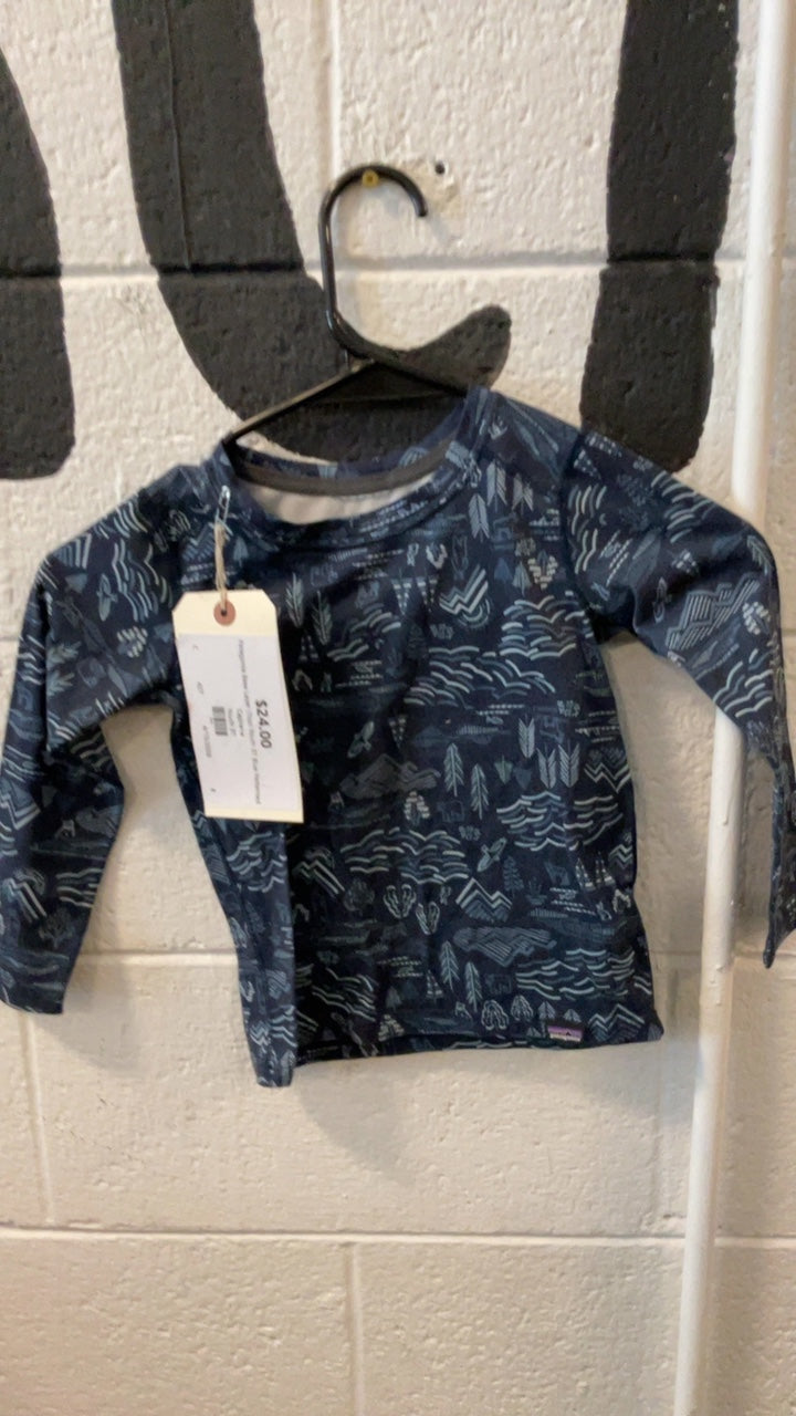 Patagonia Base Layer (Top) Youth 3T Blue Patterned Capilene