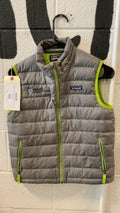 Patagonia Puffy Vest Youth M Grey/Green Down Sweater Vest