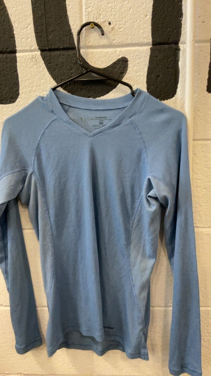 Patagonia Base Layer (Top) S Blue Capilene V-Neck