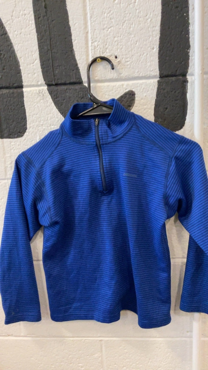 Patagonia Base Layer (Top) Youth S Blue Striped Capilene 3 Midweight Quarter Zip