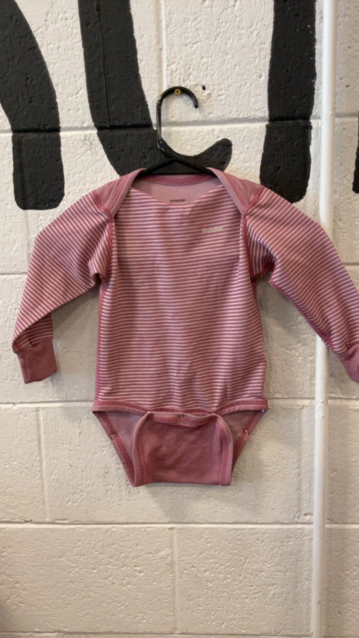Patagonia Base Layer (Top) Youth 18M Pink Stripe Capilene