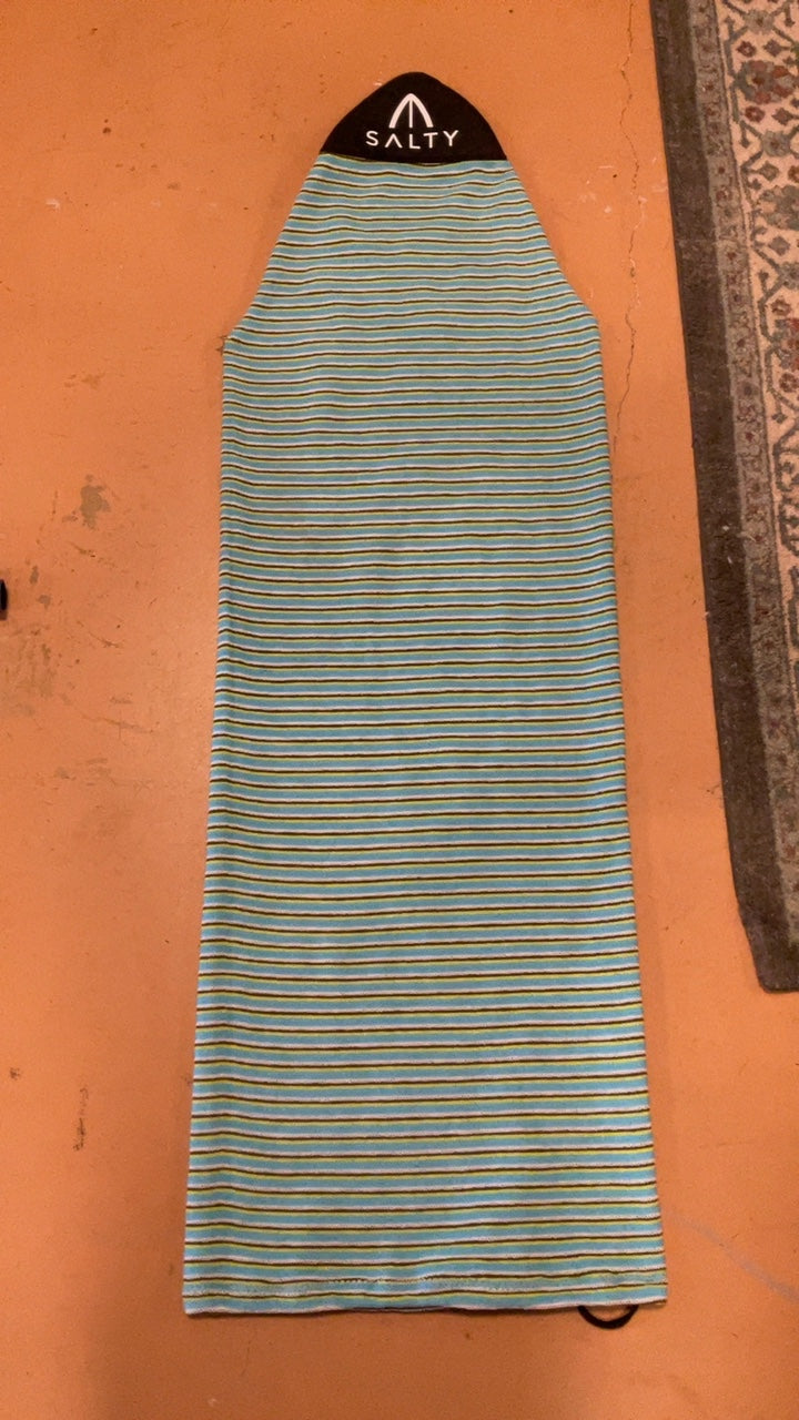 Salty Surfboard Cover 4'10" Teal/Grn/Brwn/White Striped