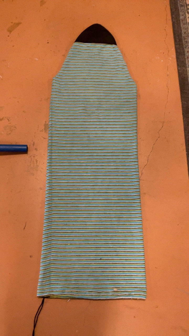 Salty Surfboard Cover 4'10" Teal/Grn/Brwn/White Striped