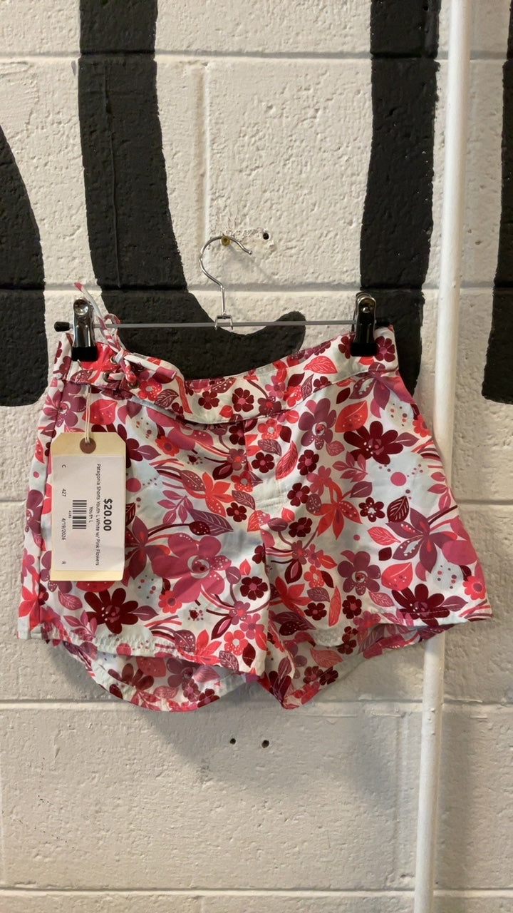 Patagonia Shorts Youth L White w/ Pink Flowers