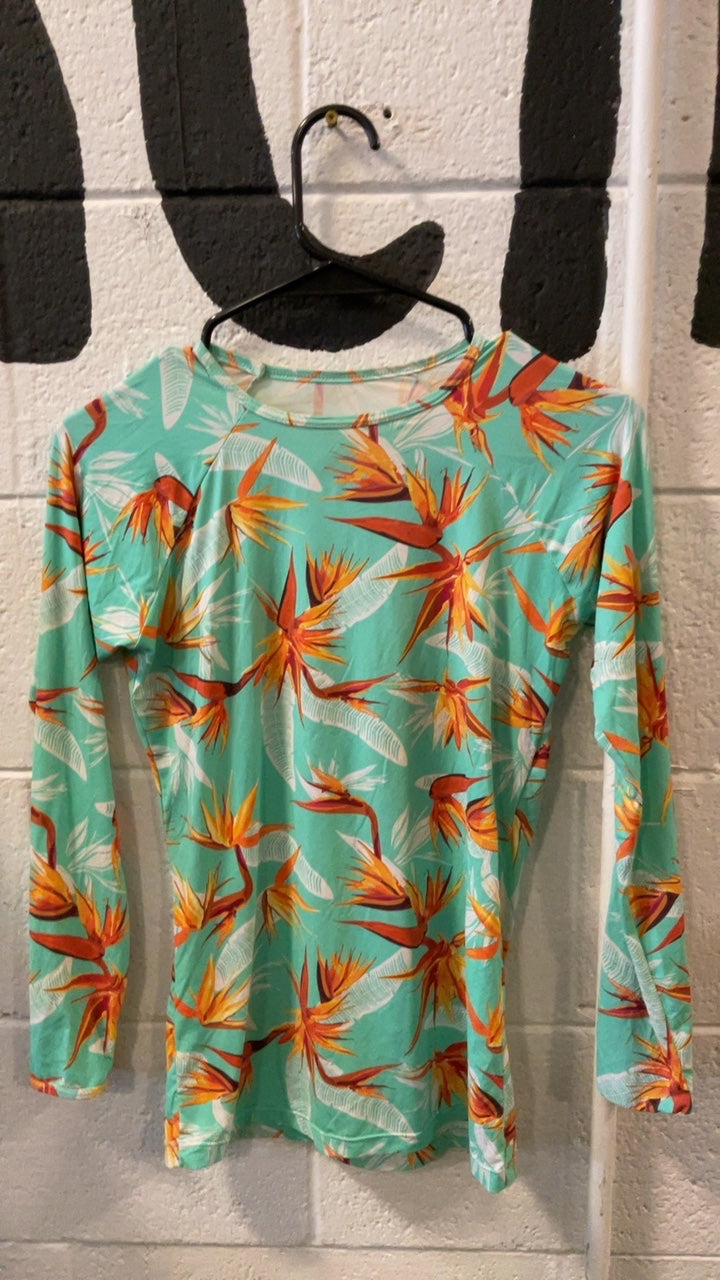 Pakaloha Swimming (Shirt) S Teal/Orange Bird of Paradise