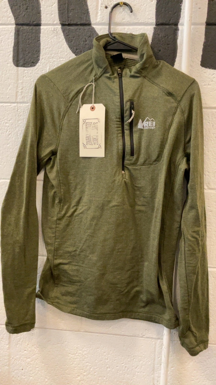 REI Longsleeve S Green 1/4 Zip Polartec