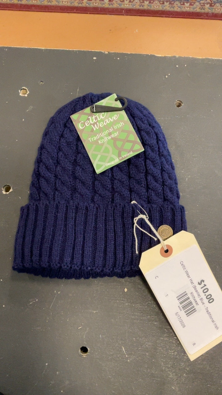 Celtic Wear Hat (Beanie) Blue - Traditional Irish Knitwear