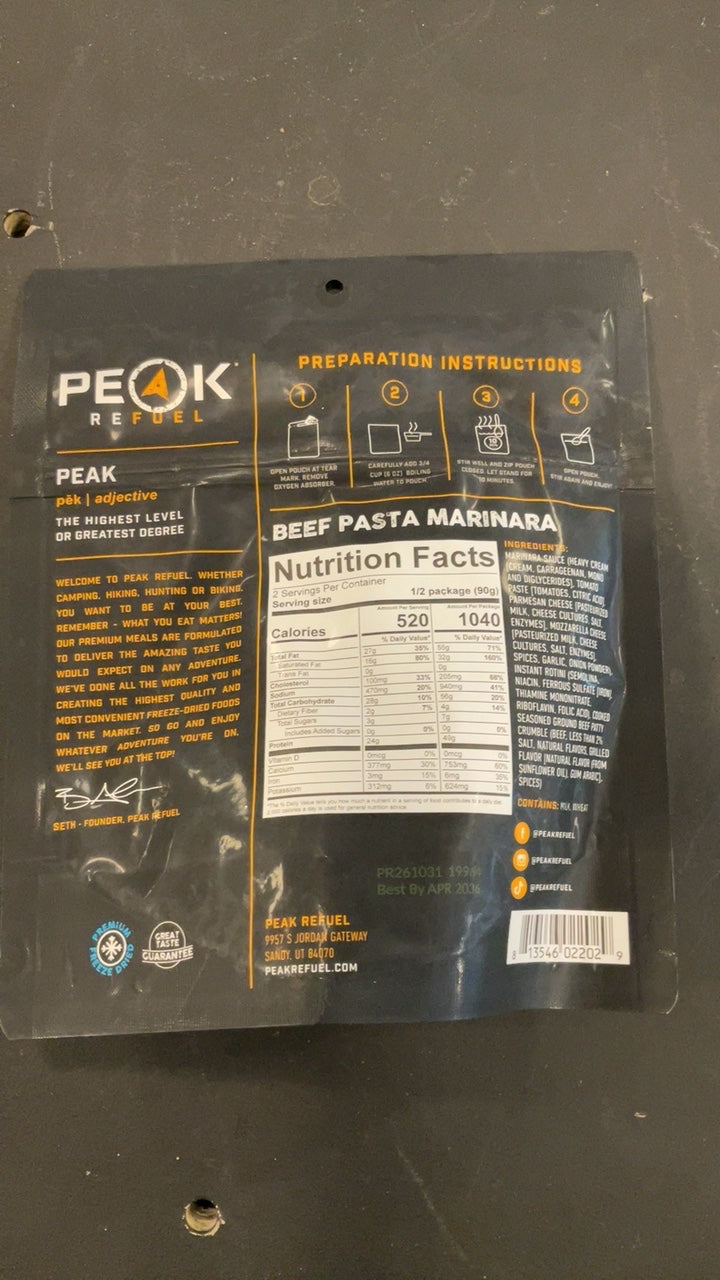 Peak Refuel Beef Pasta Marinara