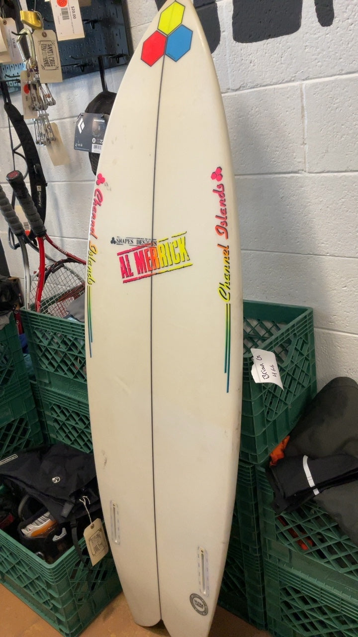 Al Merrick Surfboard (Short) 5'6" Fishtail White/Rainbow - Channel Islands