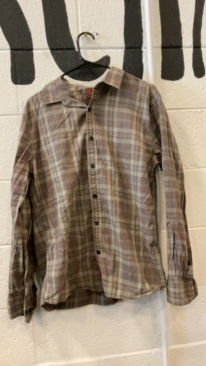 Red Ale Long Sleeve (Button Up) M Grey Striped