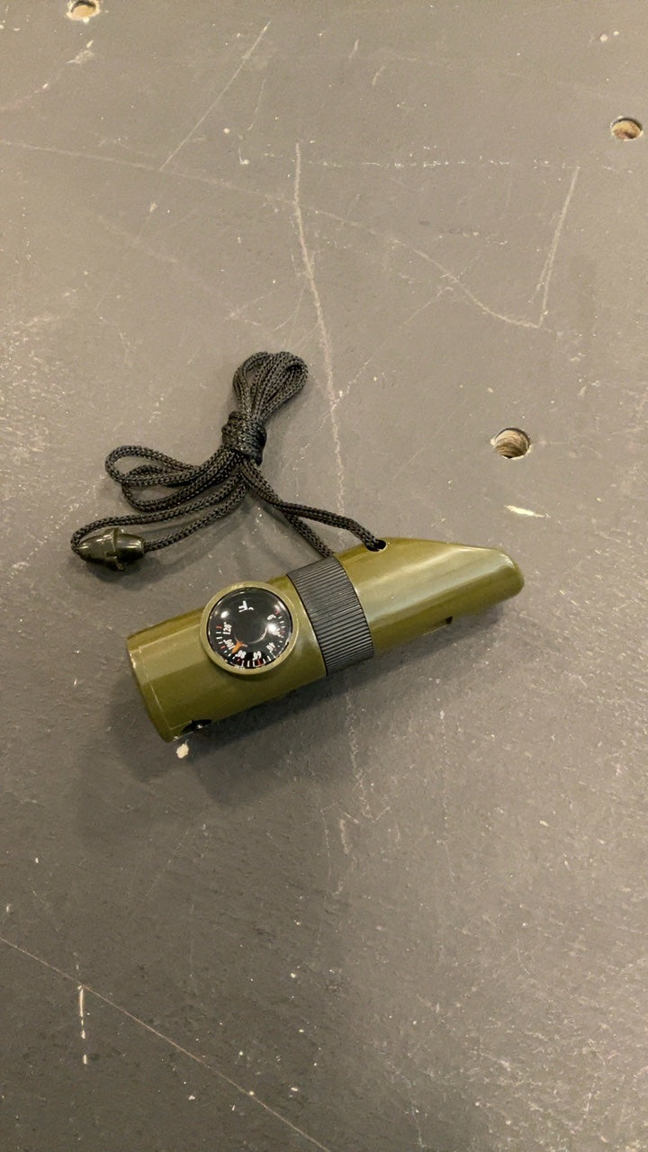 Camping Accessories Green Whisle/Compass/Thermometer/Mirror/Magnifier