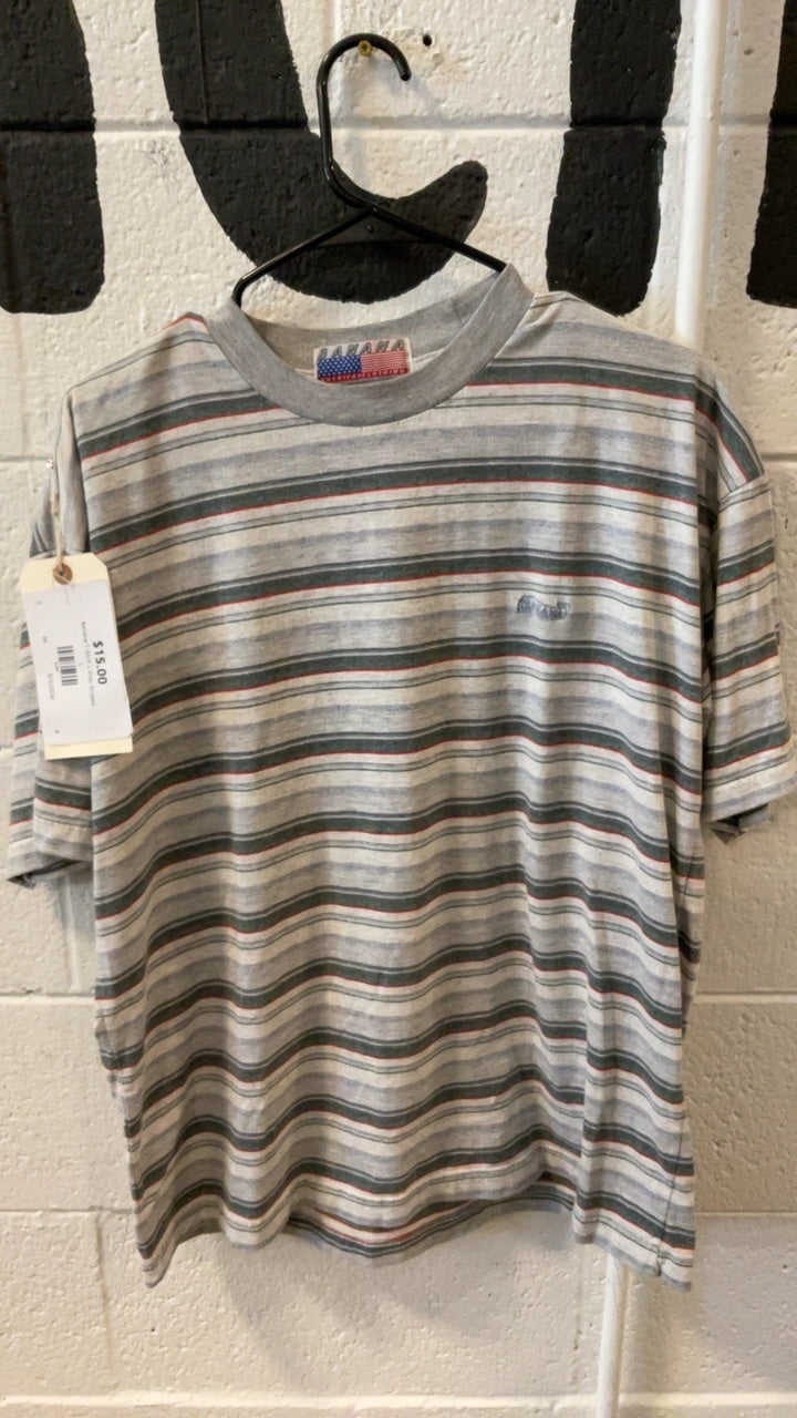 Banana T-Shirt L Grey Striped