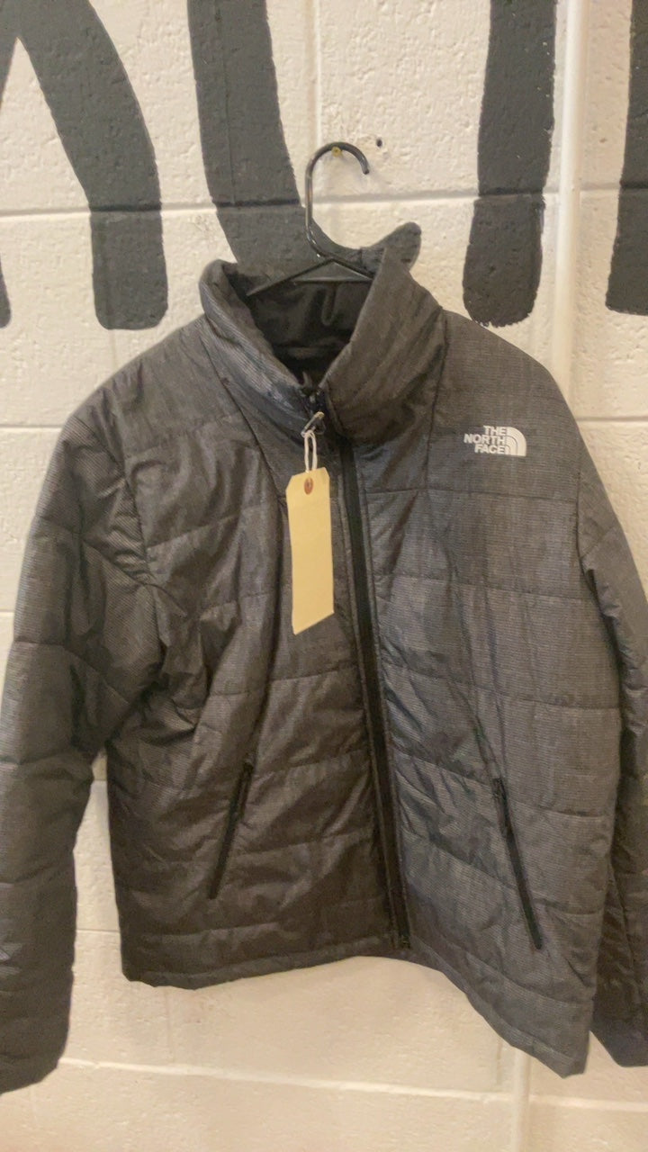 The North Face Puffy Jacket (Full Zip) (No Hood) L Grey/Black