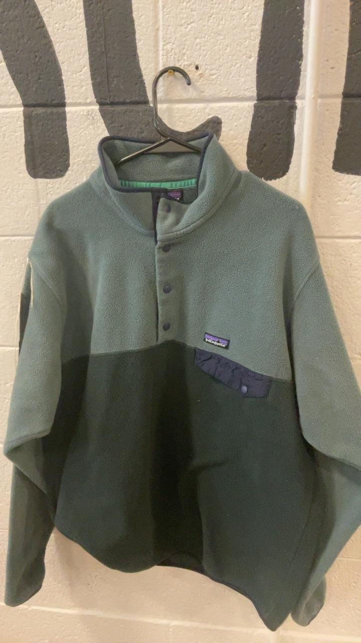 Patagonia Jacket XL Green/Blue Synchilla Snap-T Pullover