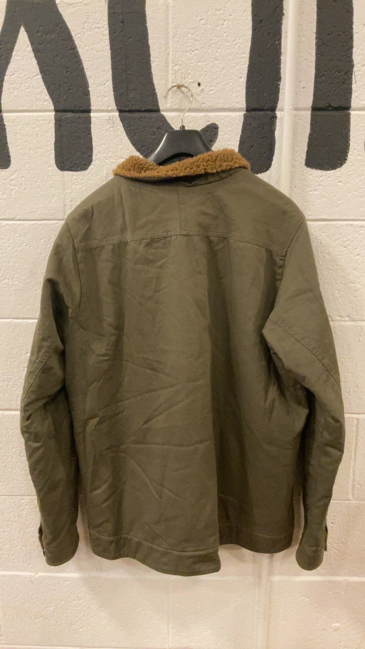Patagonia Maple Grove Deck Jacket (Fleece Lined) (Button Up) L Green/Brown