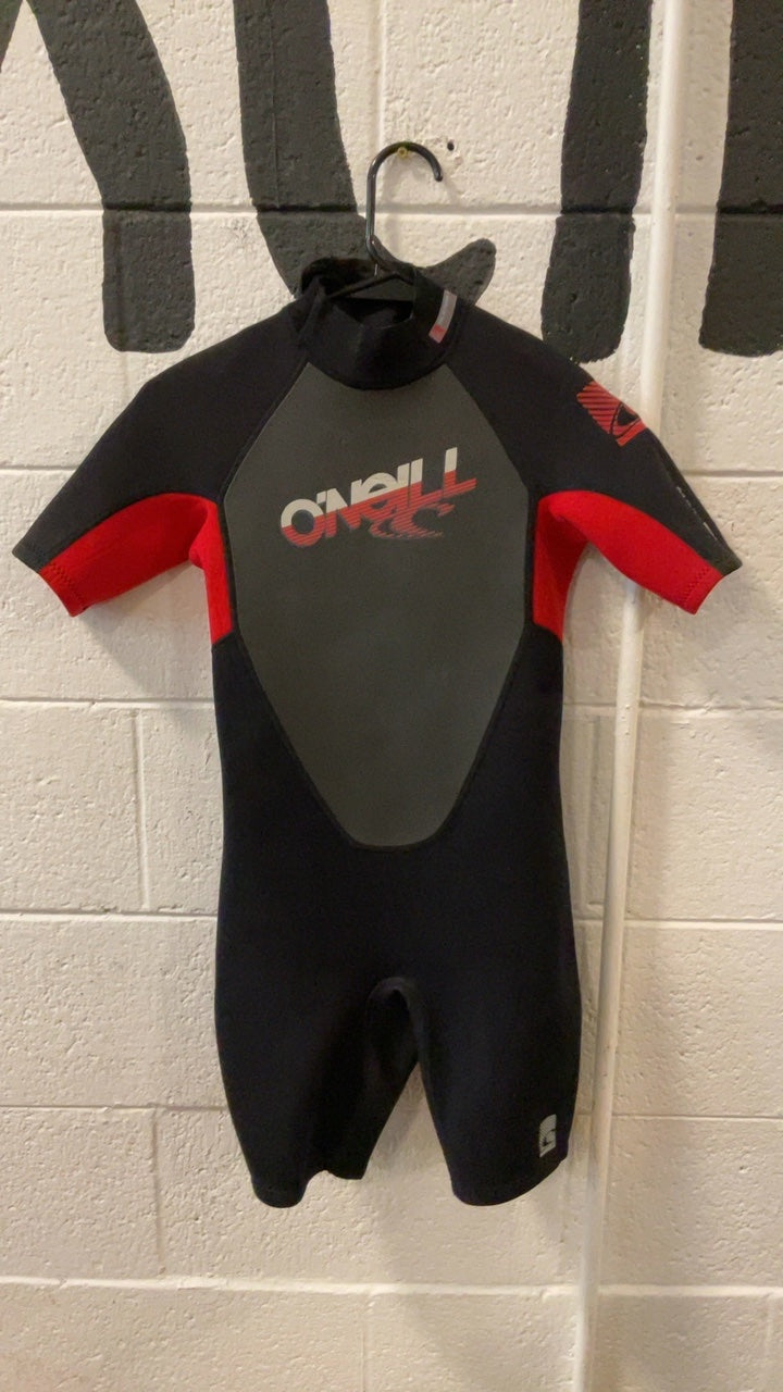 O'Neill Reactor 2mm Wetsuit (Short Sleeve) Youth 12 Black/Red