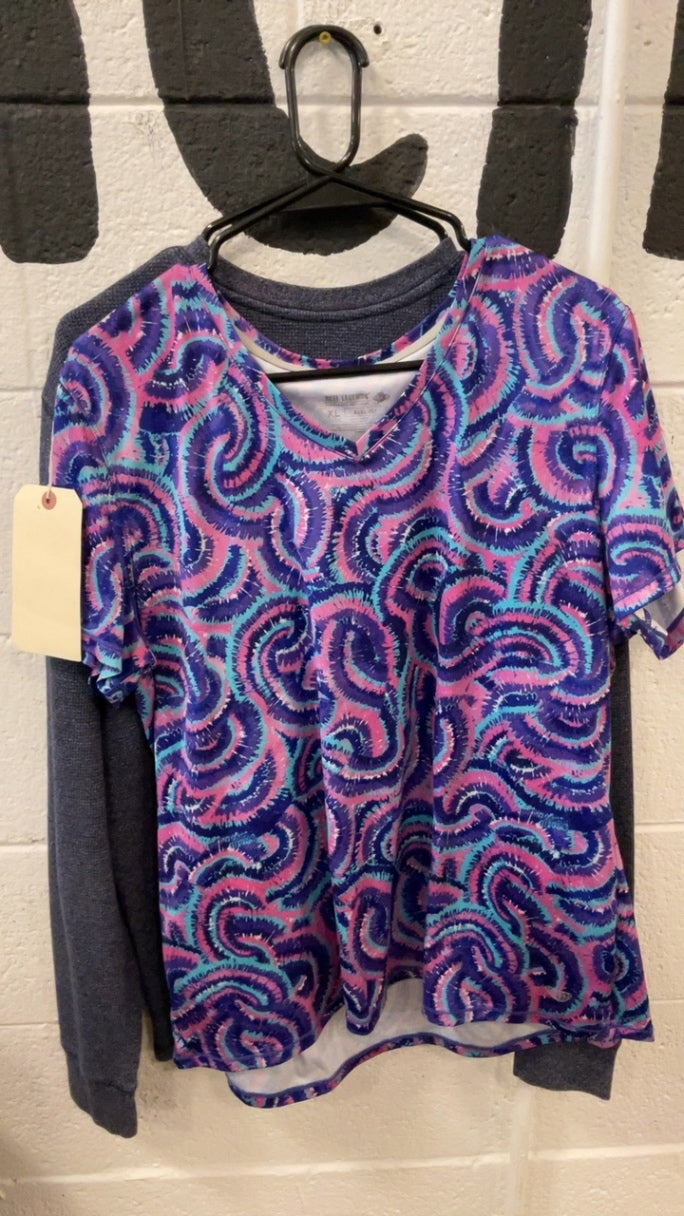 Reel Legends Shirt XL Pink/Purple/Blue