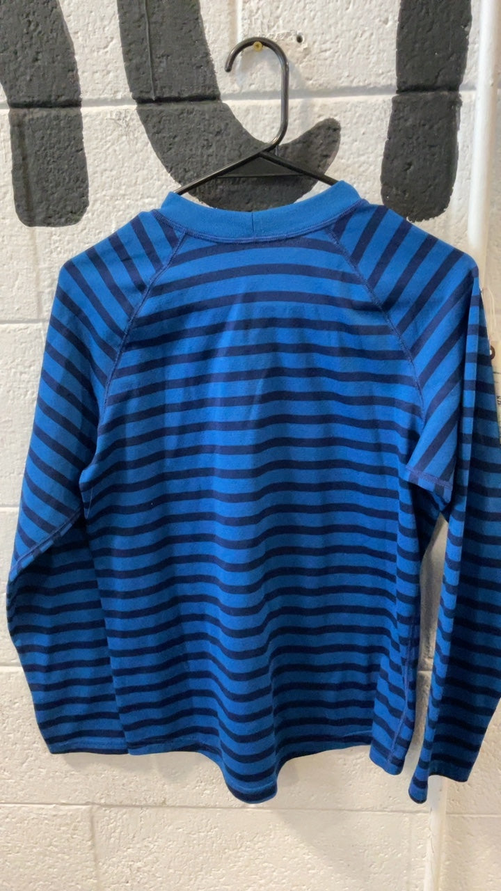 Patagonia Longsleeve youth XXL Blue/ Black Stiped Capilene Midweight Crew