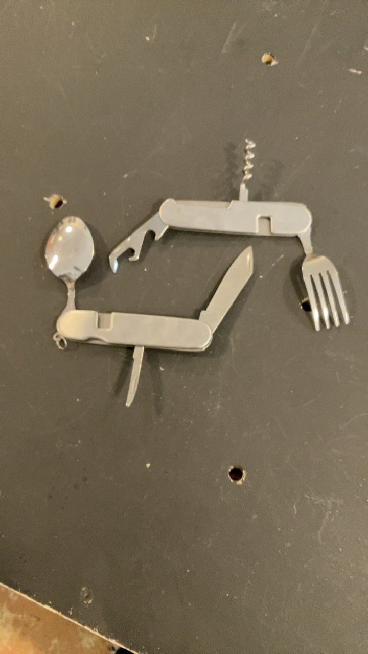 Unknown Camping (Utensils) (Fork/Knife/Spoon/Wine & Wine Opener) Silver
