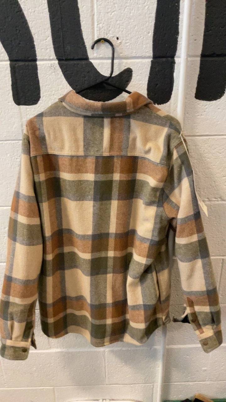 On the Beach Surf Shop Flannel (Lined) S Brown/Orange/Green