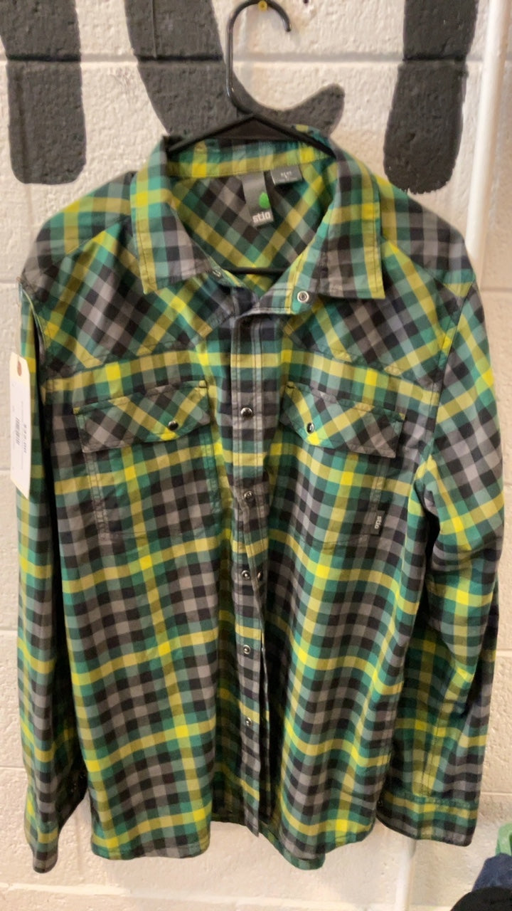 Stio Flannel L Green/Grey Checkered