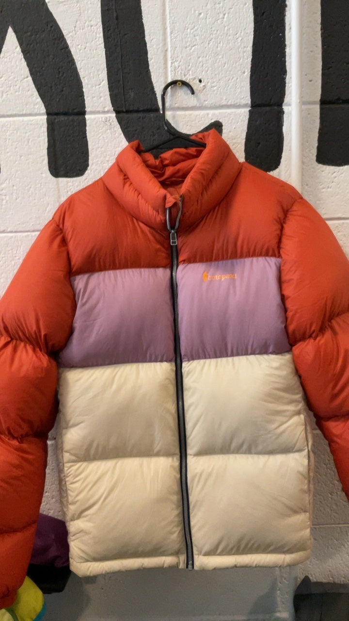 Cotopaxi Puffy Jacket (Full Zip) W/L Orange/Purple/Sand Max Down