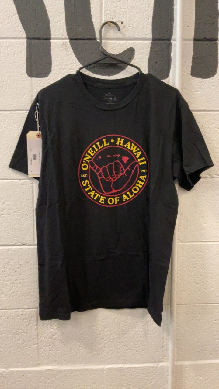 O'Neill Hawaii State of Aloha T-Shirt L Black/Red/Yellow