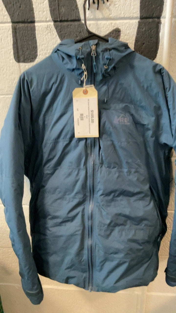 REI Down Jacket (Full Zip/ Hood) S Blue Brimmed Shell