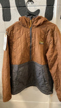 LL Bean Puffy Jacket (Full Zip/ Hood) S Brown/Grey