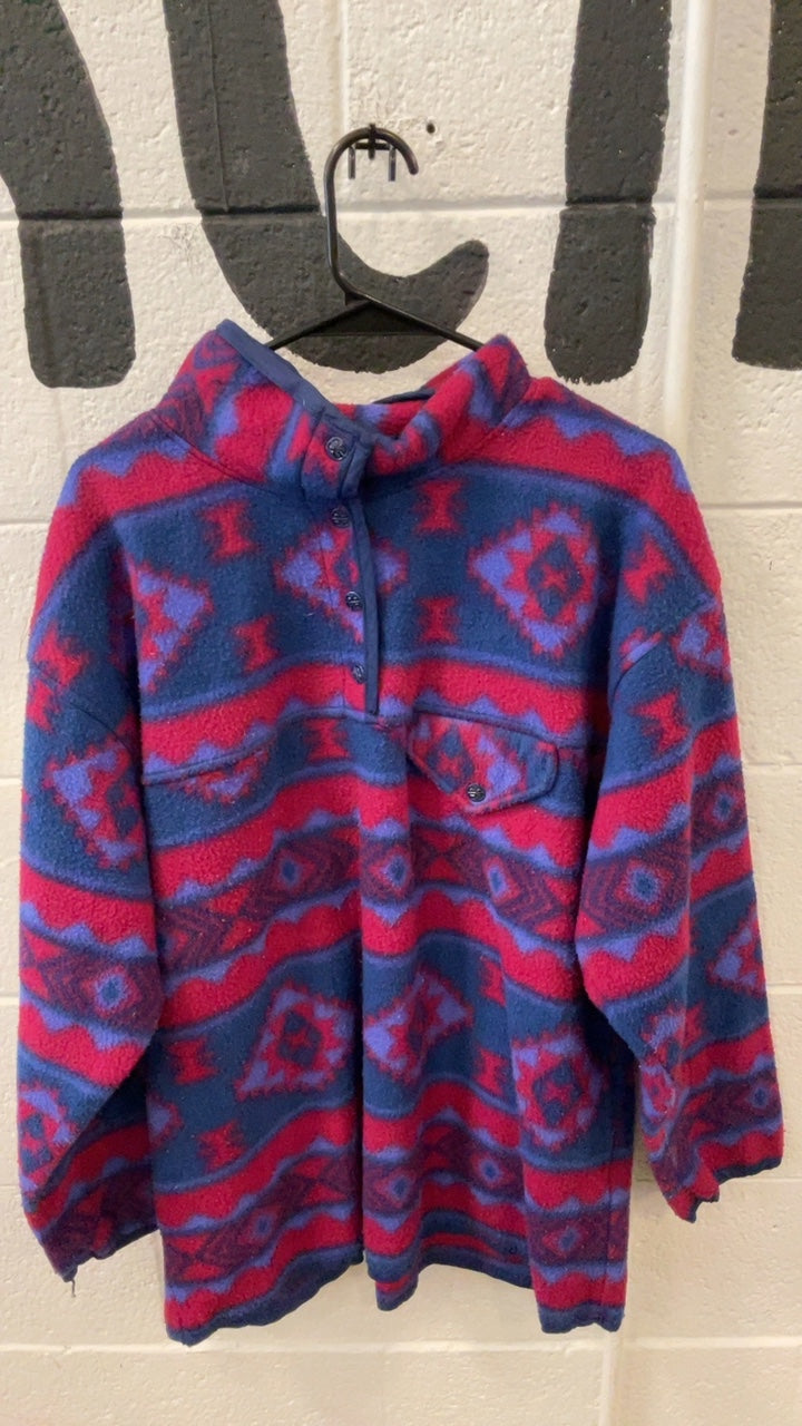 Bill Blass Quater Zip Sweater M Red/Blue