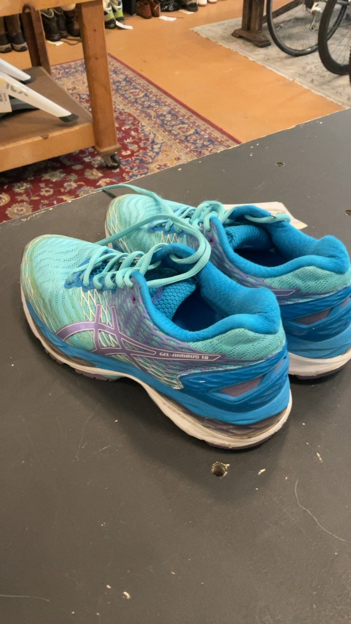 Asics Shoes 8 Blue/Teal/Purple Gel-Nimbus 18