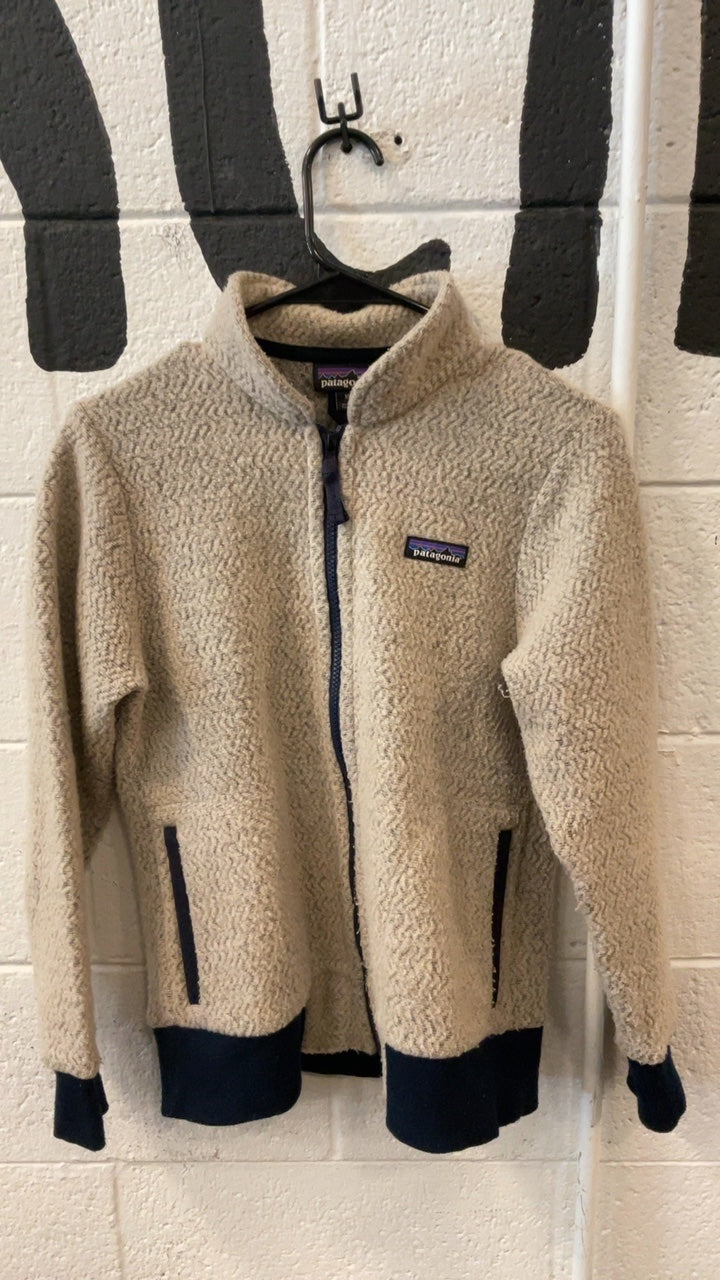 Patagonia Woolyester Fleece Jacket (Full-Zip) (No Hood) W's XS Beige/Blue