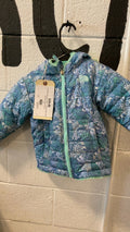 The North Face Puffy Jacket (Full Zip/ Hood) 2T Blue Patterned Fleece Interior