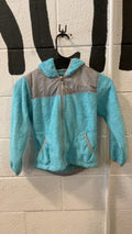 The North Face Fleece Jacket (Full-Zip) (Hood) Youth S Light Blue and Grey