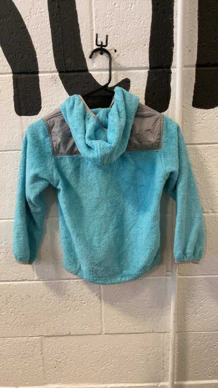 The North Face Fleece Jacket (Full-Zip) (Hood) Youth S Light Blue and Grey