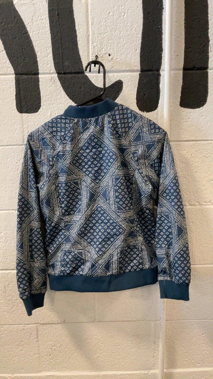 The North Face Jacket Youth M Blue/White Patterned Bomber