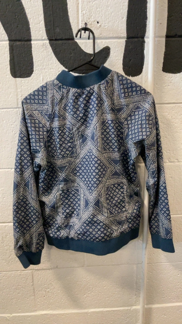 The North Face Jacket Youth L Blue/White Patterned Bomber