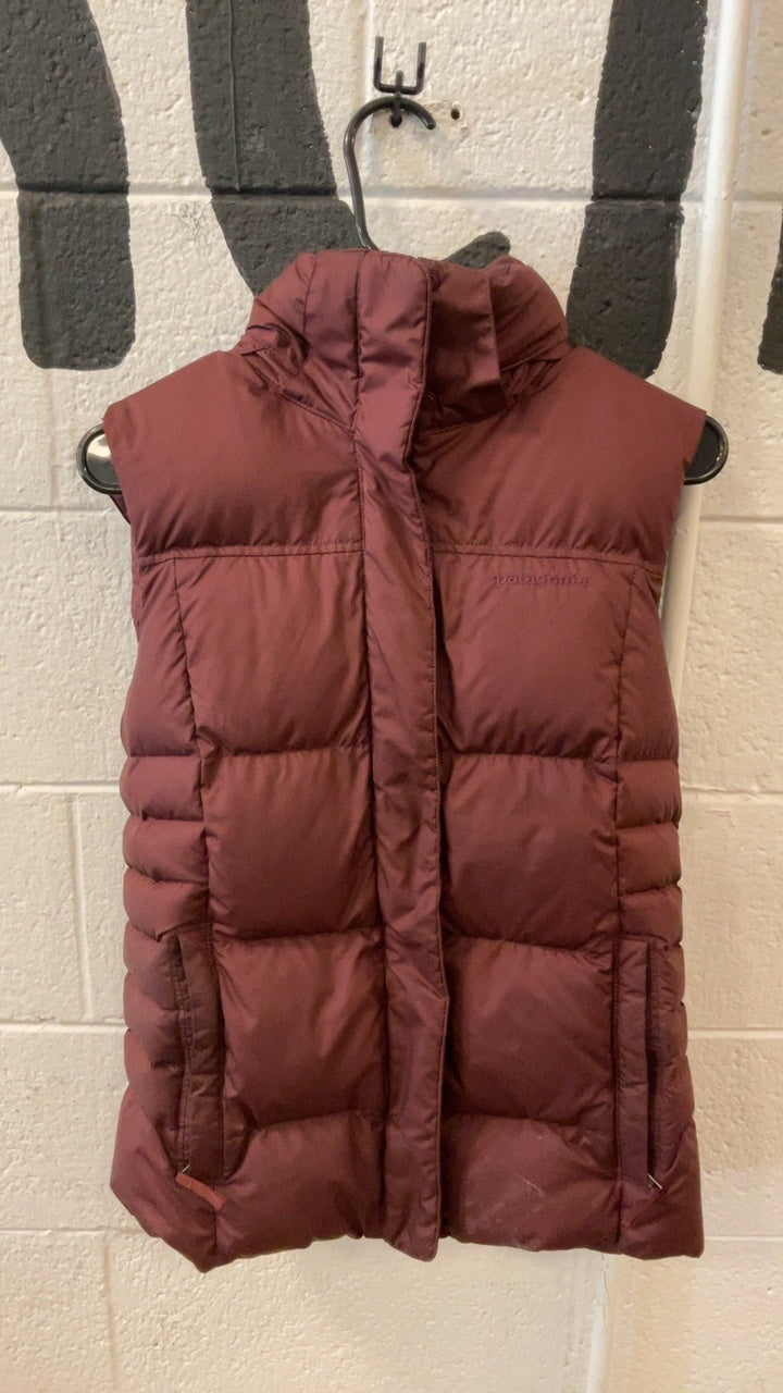 Patagonia Down Vest S Red Down With It (Hooded)