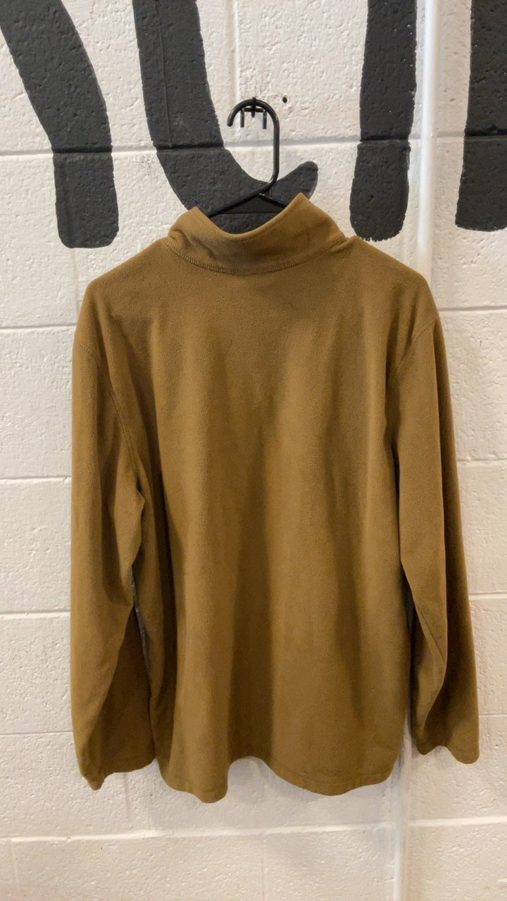 Eddie Bower Fleece Jacket (Quarter-Zip) (No Hood) L Brown