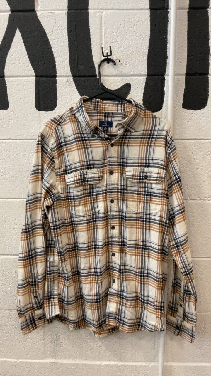 George Flannel M Blue/White/Tan
