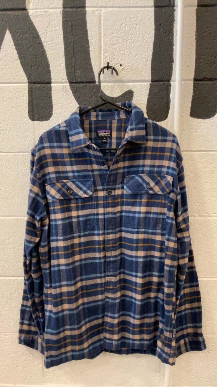 Patagonia Flannel M Blue/Tan Long-Sleeved Fjord