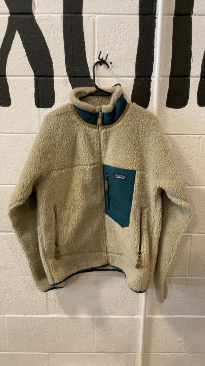 Patagonia Classic Retro-X Fleece Jacket (Full-Zip) (No Hood) M Beige/Green