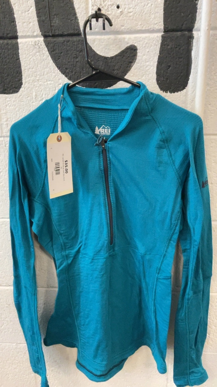 REI Jacket M Blue Half Zip Grid