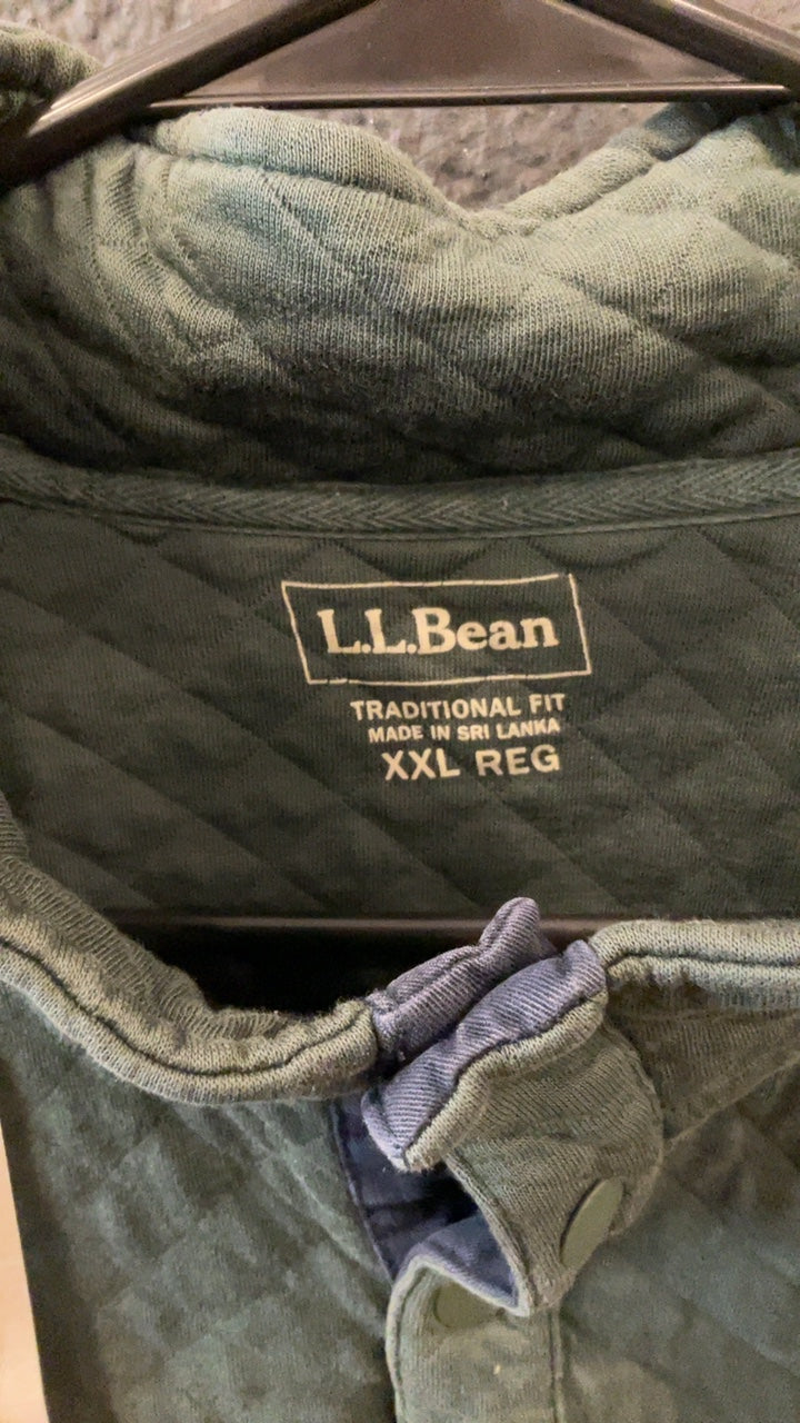 LL Bean Quilted Jacket (Quarter-Zip) (No Hood) XXL Green