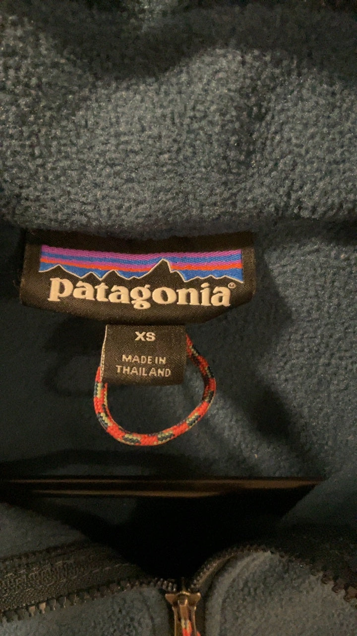 Patagonia Fleece Jacket (Quarter-Zip) (No Hood) XS Blue/White/Red Microdini